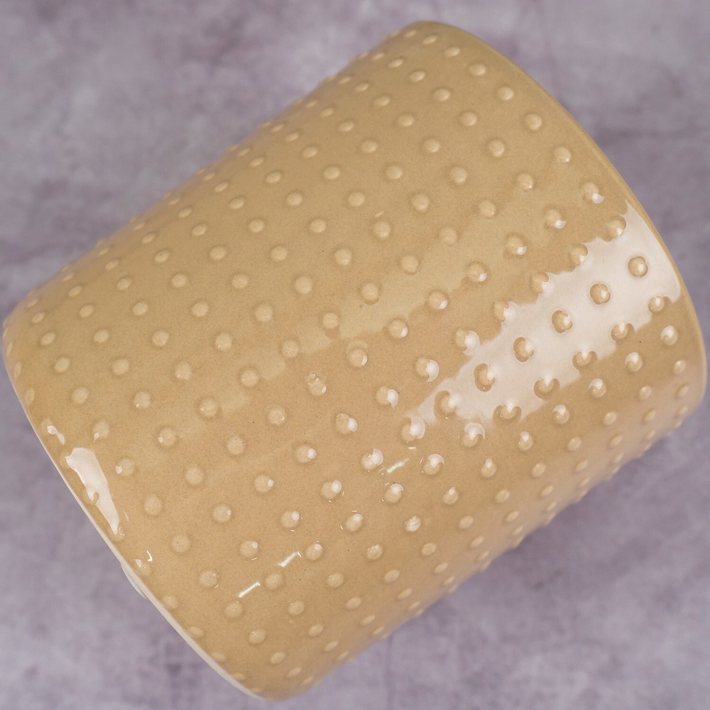 Dot Textured Ceramic Flower Pot / Planter - tan, 5" x 5"