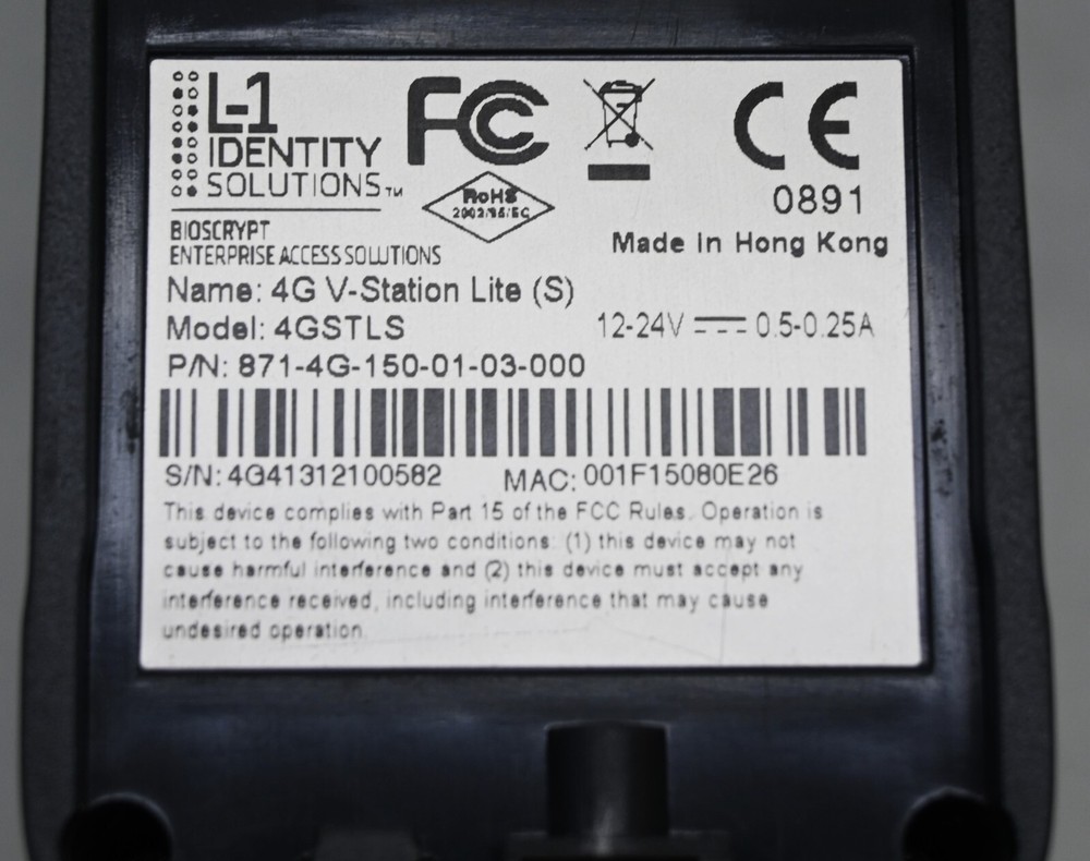 Bioscrypt 4G V-Station Lite 4GSTLS L-1 Identity Solutions