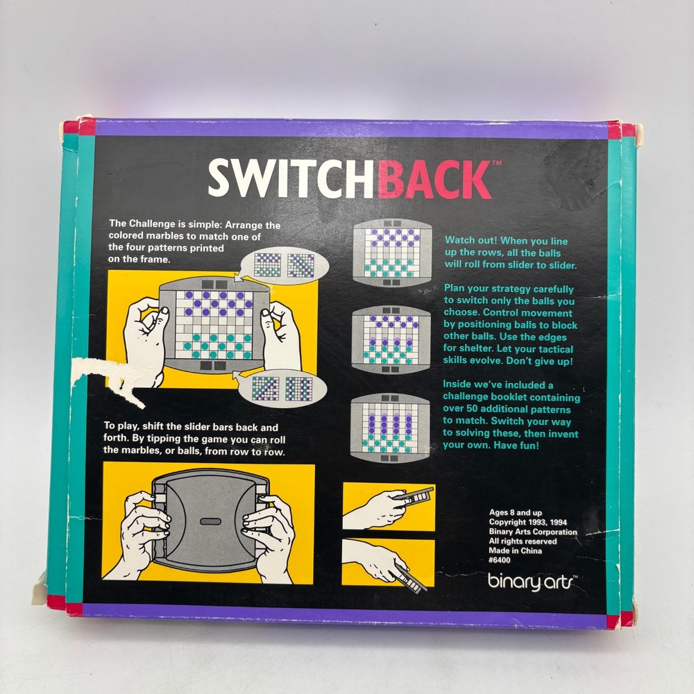VINTAGE Switch Back Puzzle Game COMPLETE Binary Arts 1993 Challenges Puzzles