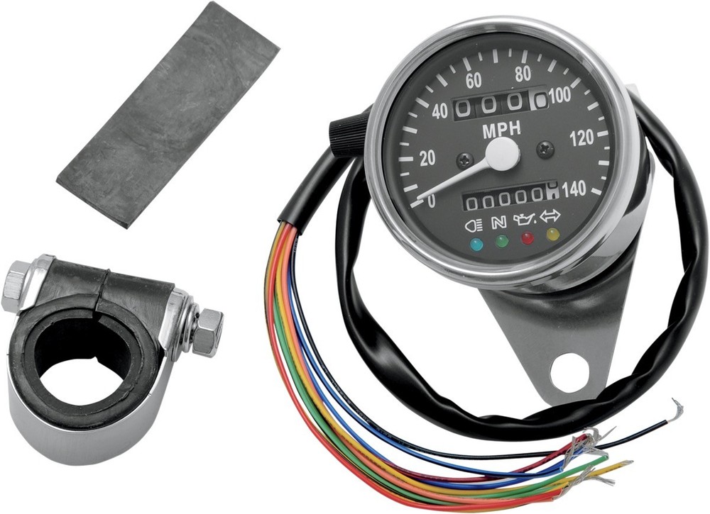 DRAG SPECIALTIES 21-6838LEDPB MPH Mini Mechanical Speedometer with LED Indicator