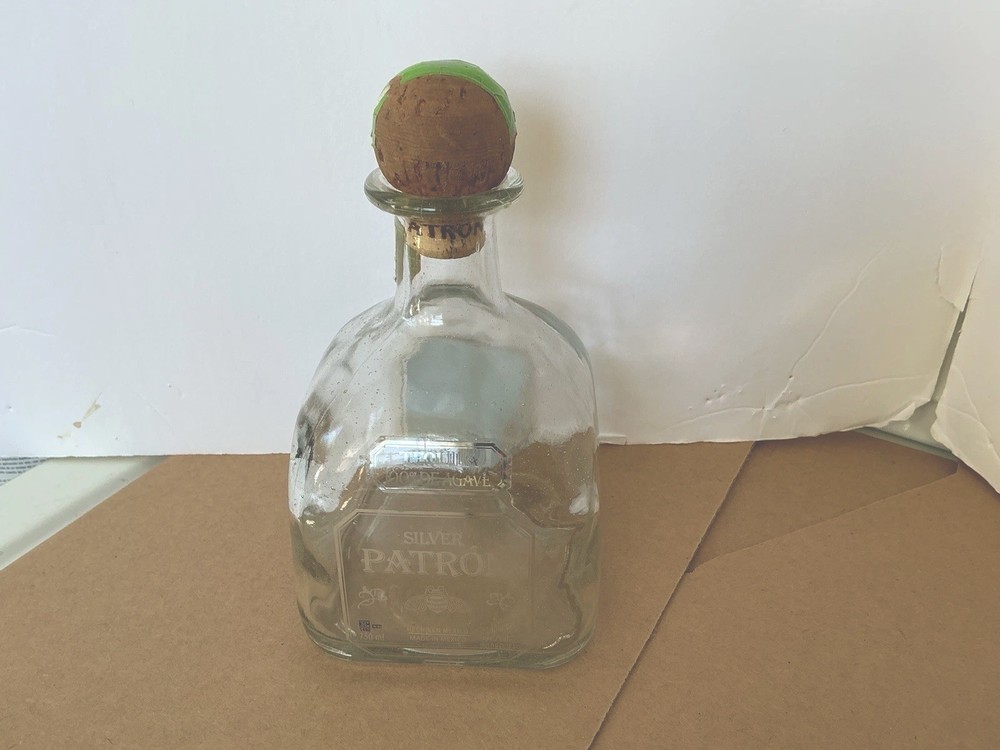 Patron Silver Tequila Bottle With Cork 750 ml Empty