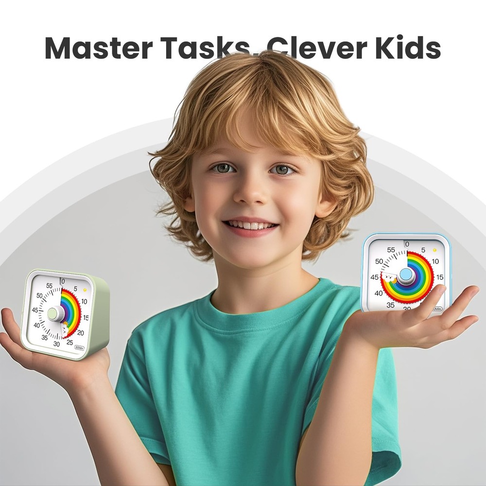 Visual Timer for Kids with Pause Function, Cute Silent Timer with Rainbow for...