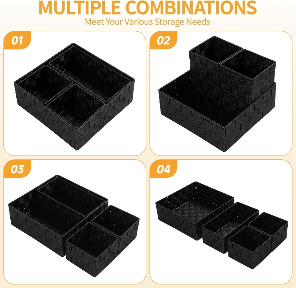 Small Black Baskets Cube Bin Container Tote,Woven Storage Baskets Organizing