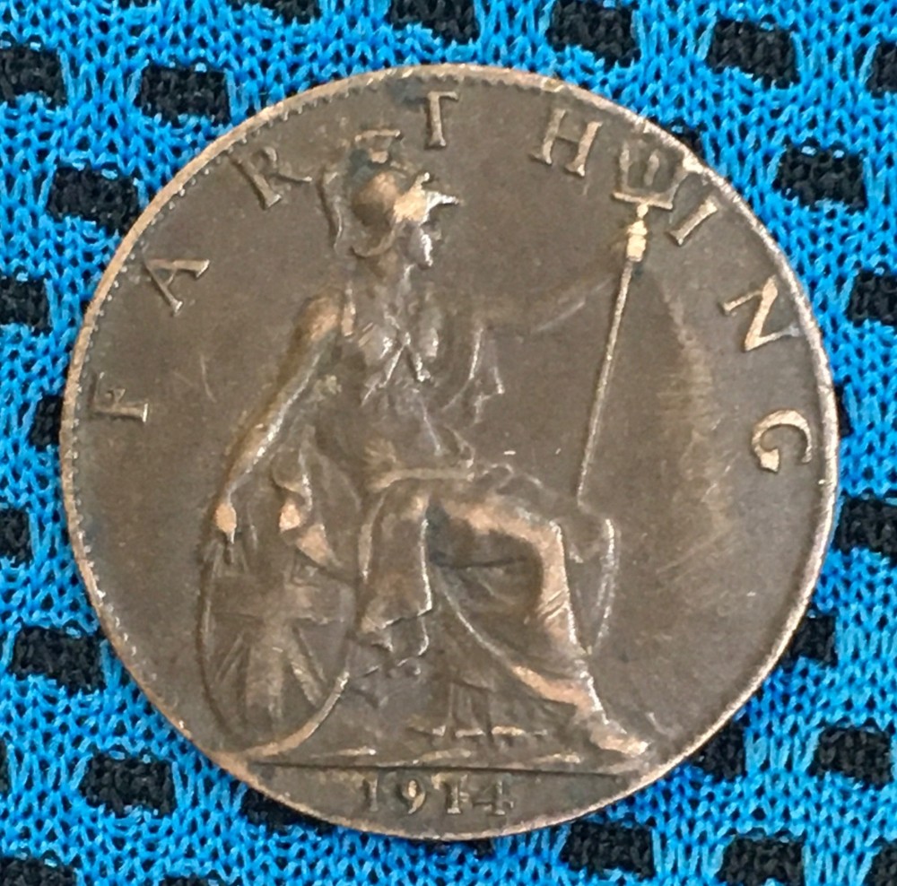 1914 George V Farthing. Nice condition.
