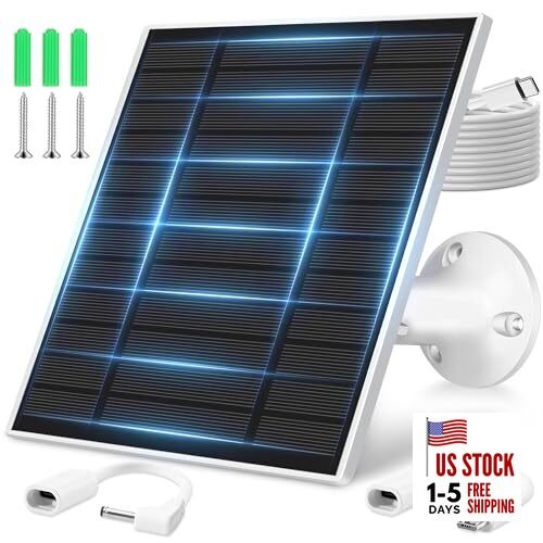 Solar Panel for Ring Camera Outdoor, Small Solar Panel Charger with USB White