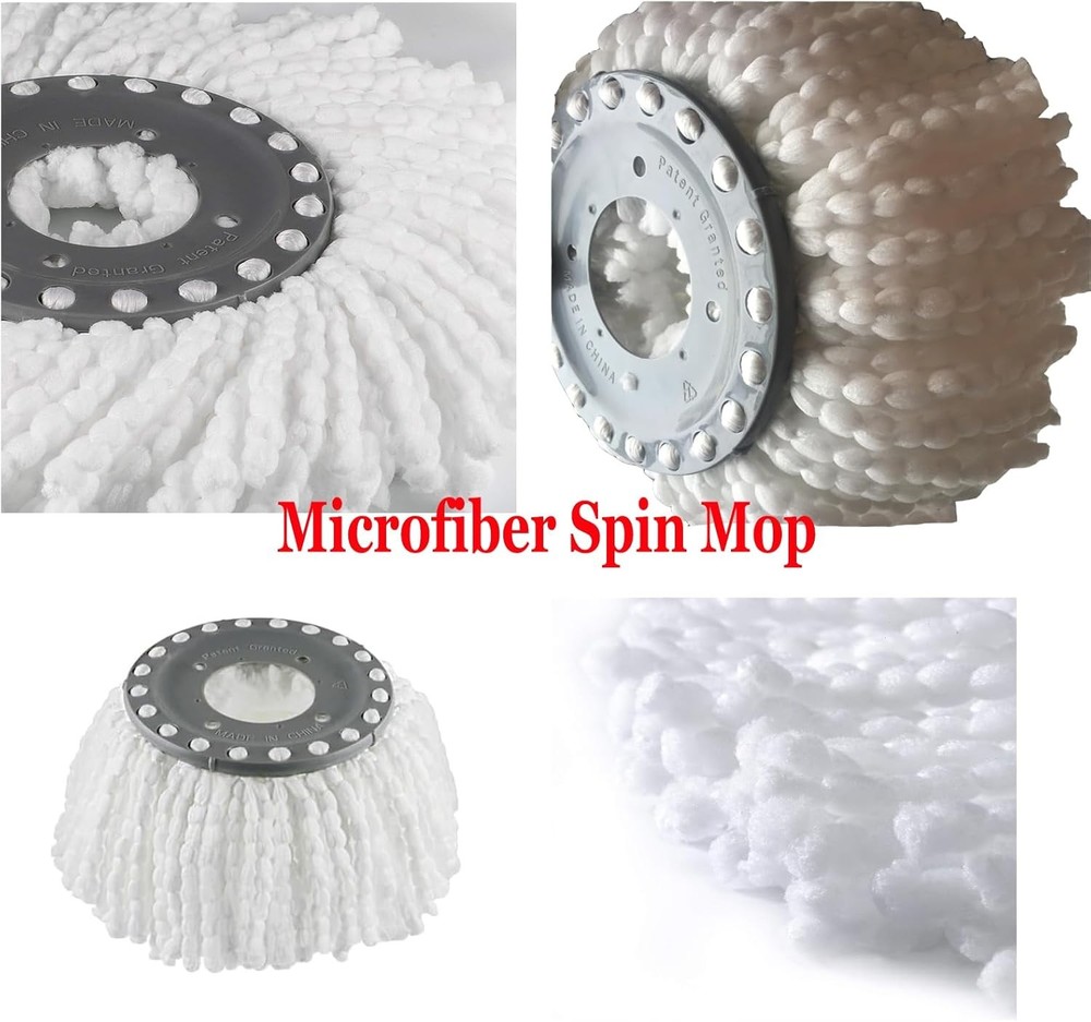 4 Pack Replacement Microfiber Mop Head Easy Cleaning Wring Refill for Spin Mop