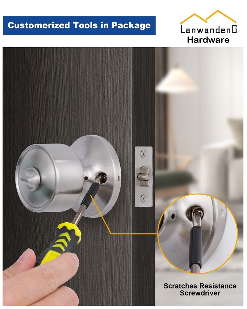 2 Sets Keyed Alike Entry Door Knobs and Single Cylinder Deadbolt Lock Combo S...
