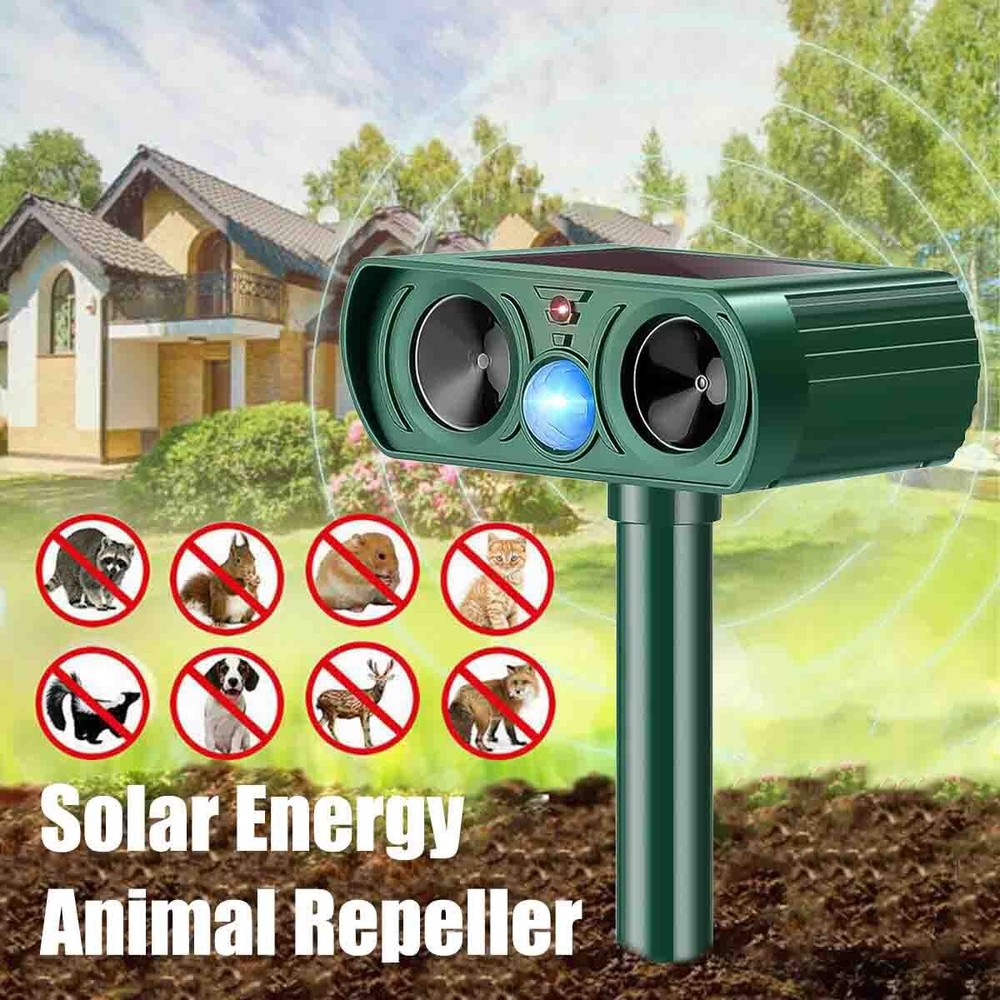 Upgraded Solar Animal Repeller Ultrasonic PIR Motion Sensor Dog Cat Deer