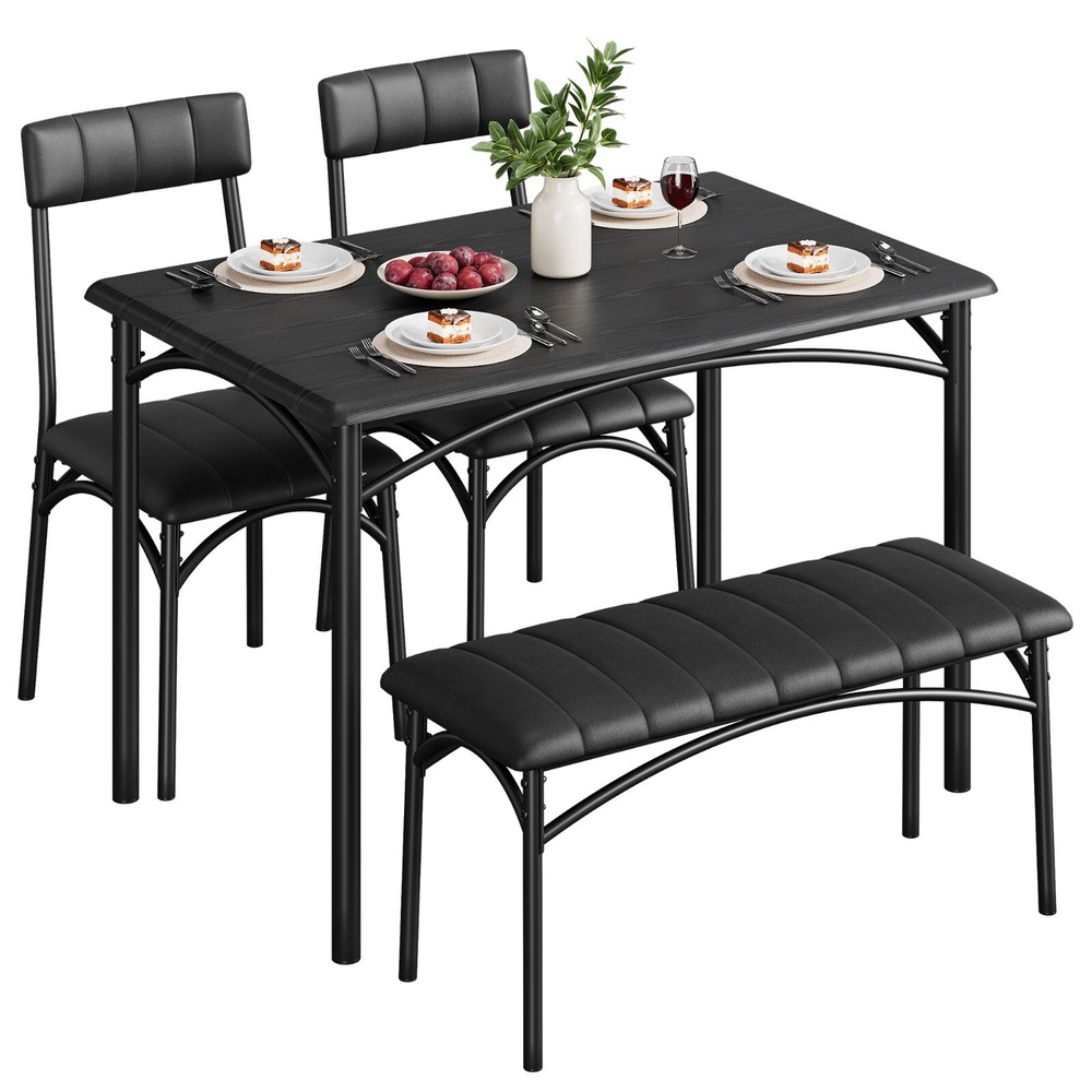 Dining Set Table w/ Upholstered Bench & Chairs Dinette for Small Space Kitchen