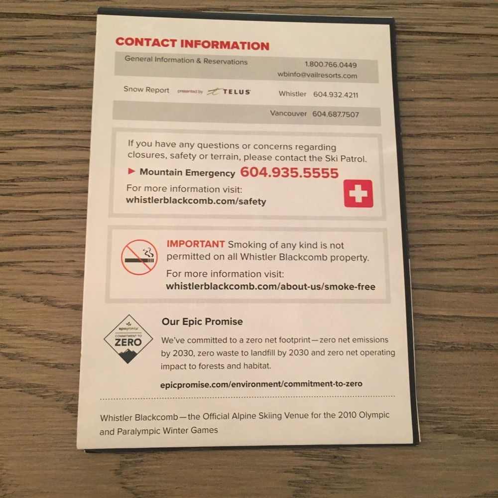 Whistler Blackcomb TRAIL MAP