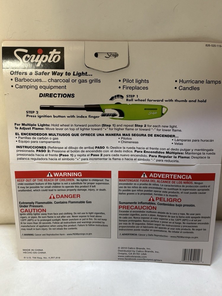 4 Pack SCRIPTO Multi-Purpose Lighter BBQ Barbecue Camping Durable Lighters