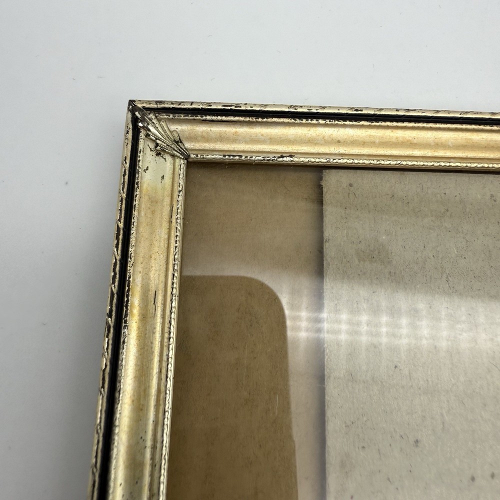 Long Rectangular Picture Frame Metal Flower Etched Sides Free Standing