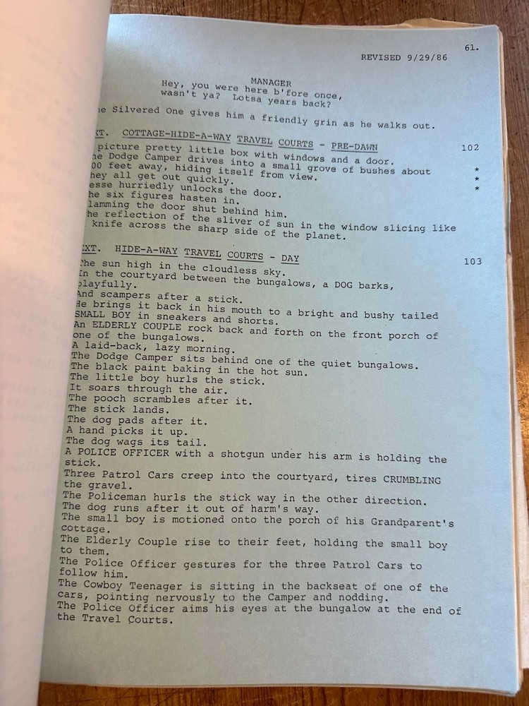 NEAR DARK KATHRYN BIGELOW SCREENPLAY SCRIPT ORIGINAL BILL PAXTON JENNY WRIGHT
