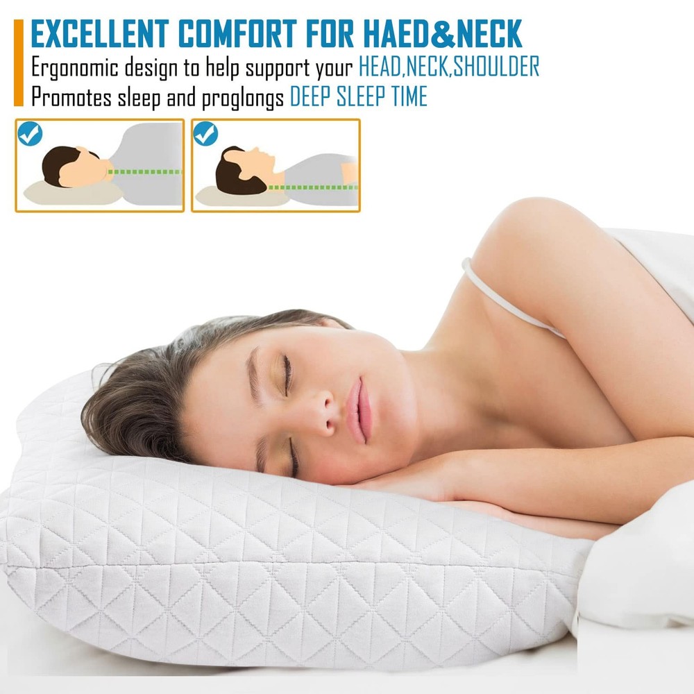 Memory Foam Pillows King Size, Adjustable Cooling, 2 Pack, White