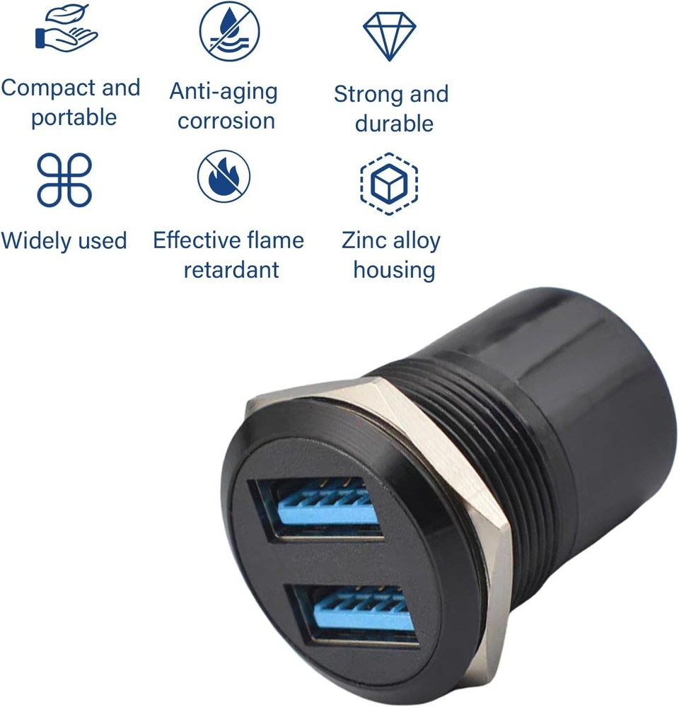 Danfetsoy USB 3.0 Panel Mount Adapter, D-Type Solderless Grey