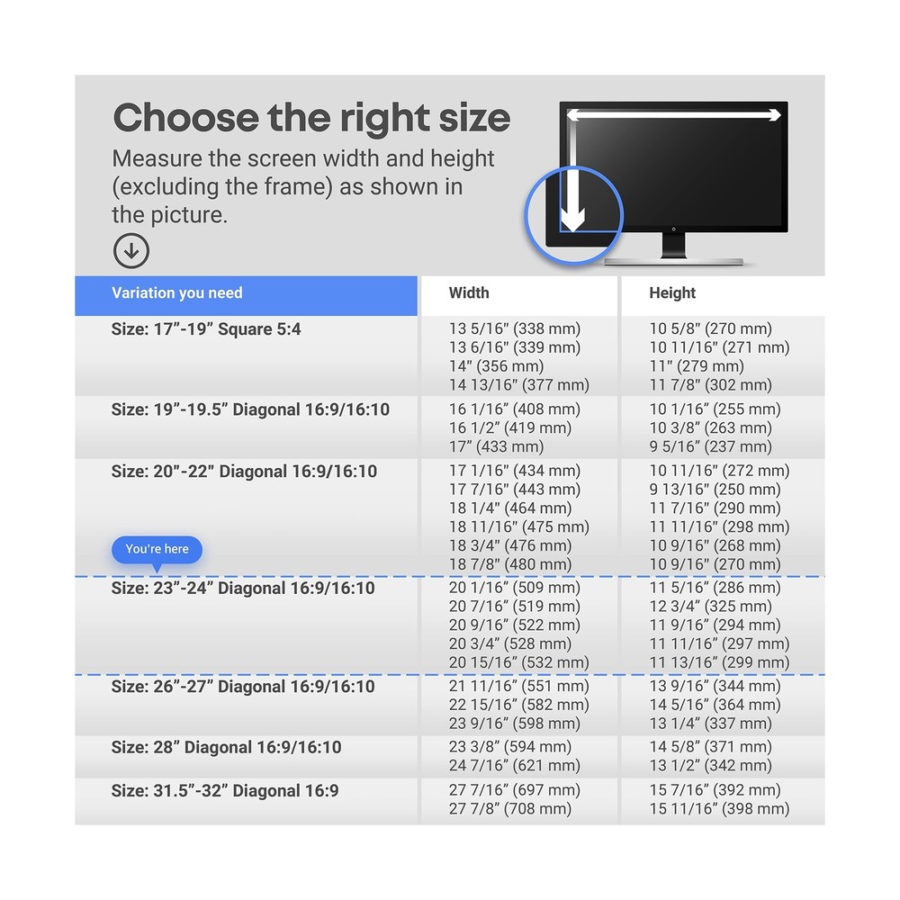 Universal Blue Light Blocking Screen Protector Panel for 23, 23.6, 23.8, 24 i...