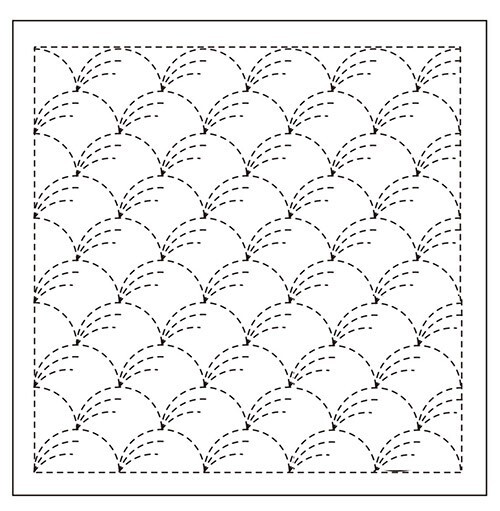 001 - Nowaki (Pampas Grass) - Sashiko Quilt Pre-printed Sampler - # 1 WHITE