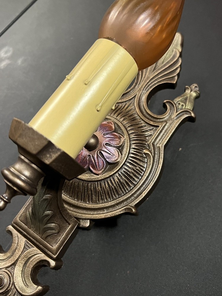 antique polychrome sconces Newly Rewired Beautiful Pair 32J