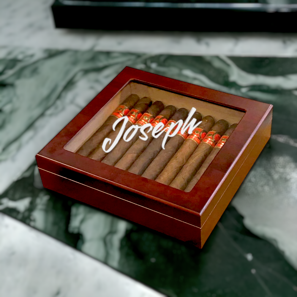 Personalized Humidor Glasstop Cigars Box Engraved Gift Cigar Lovers Custom Name