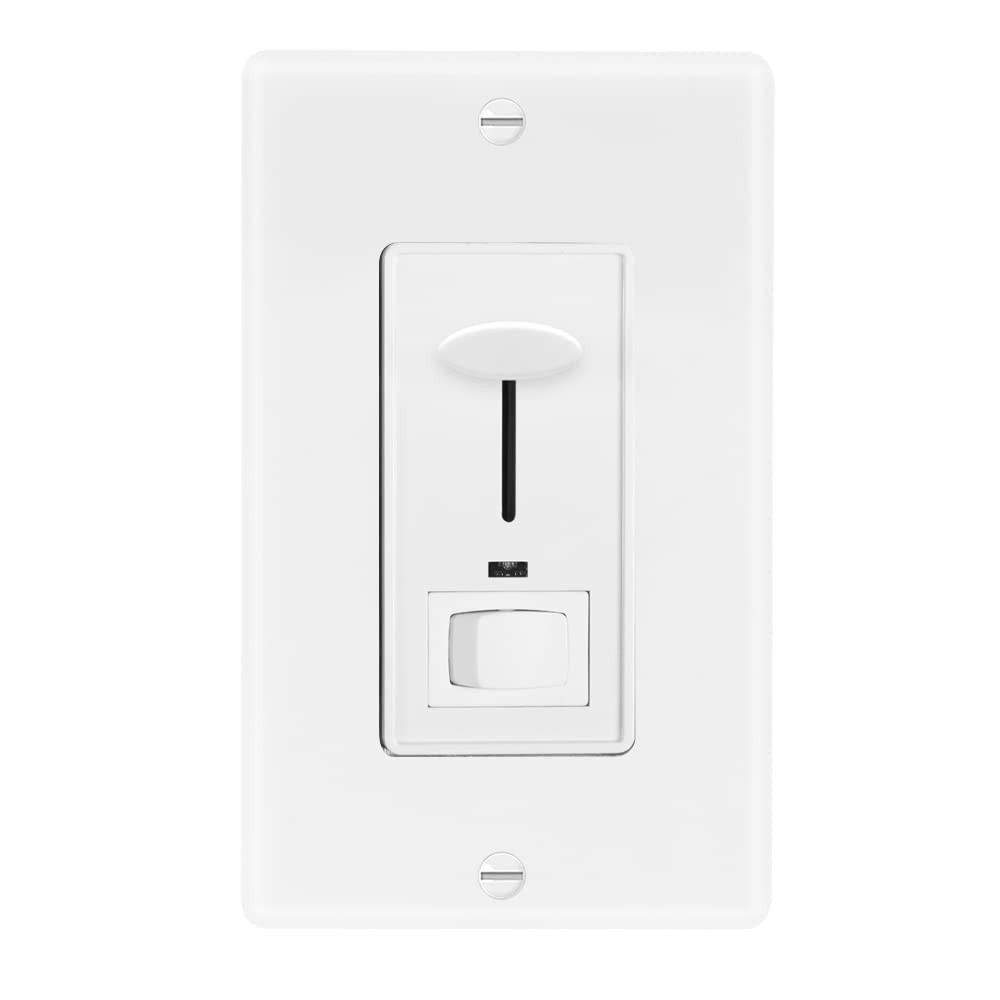 Dimmable Light Switch, Blue Indicator, 600 Watt, LED Bulb Compatible, White