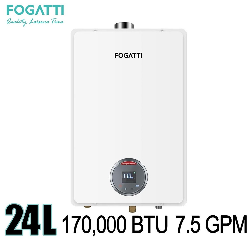 FOGATTI 170,000 BTU Natural Gas Water Heater Tankless 7.5GPM For Whole House Use