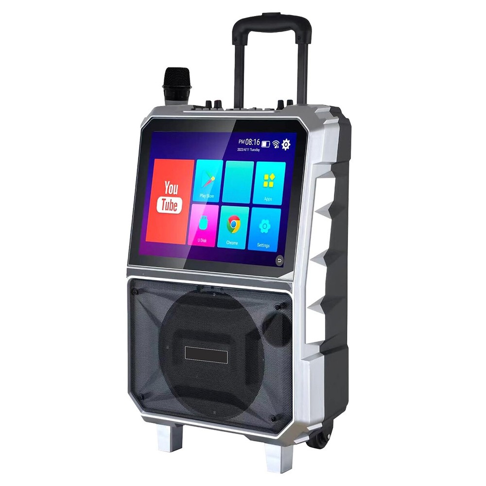 8" Karaoke Machine w/ Wireless Microphone Portable Bluetooth Speaker Woofer DJ