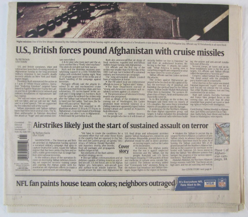 Vintage 2001 FIRST Attack Afghanistan War Newspaper