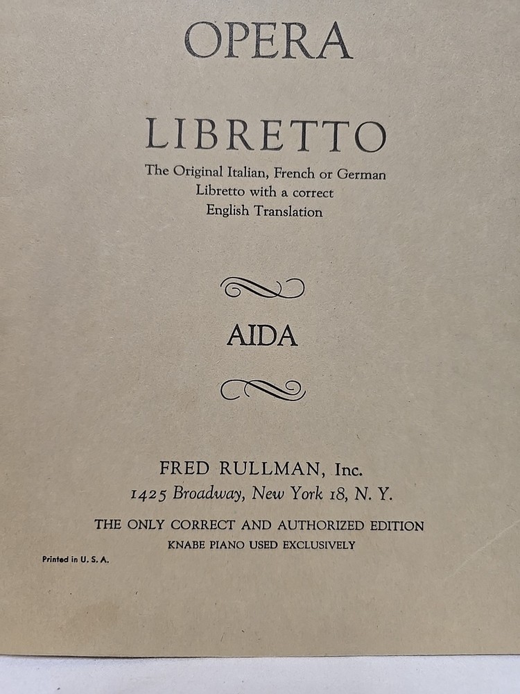 AIDA - METROPOLITAN OPERA - Libretto GIUSEPPE VERDI -