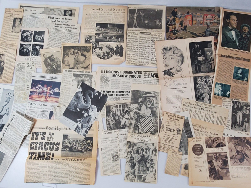 Circus Puppets Ventriloquists Newspaper Articles & Related Material