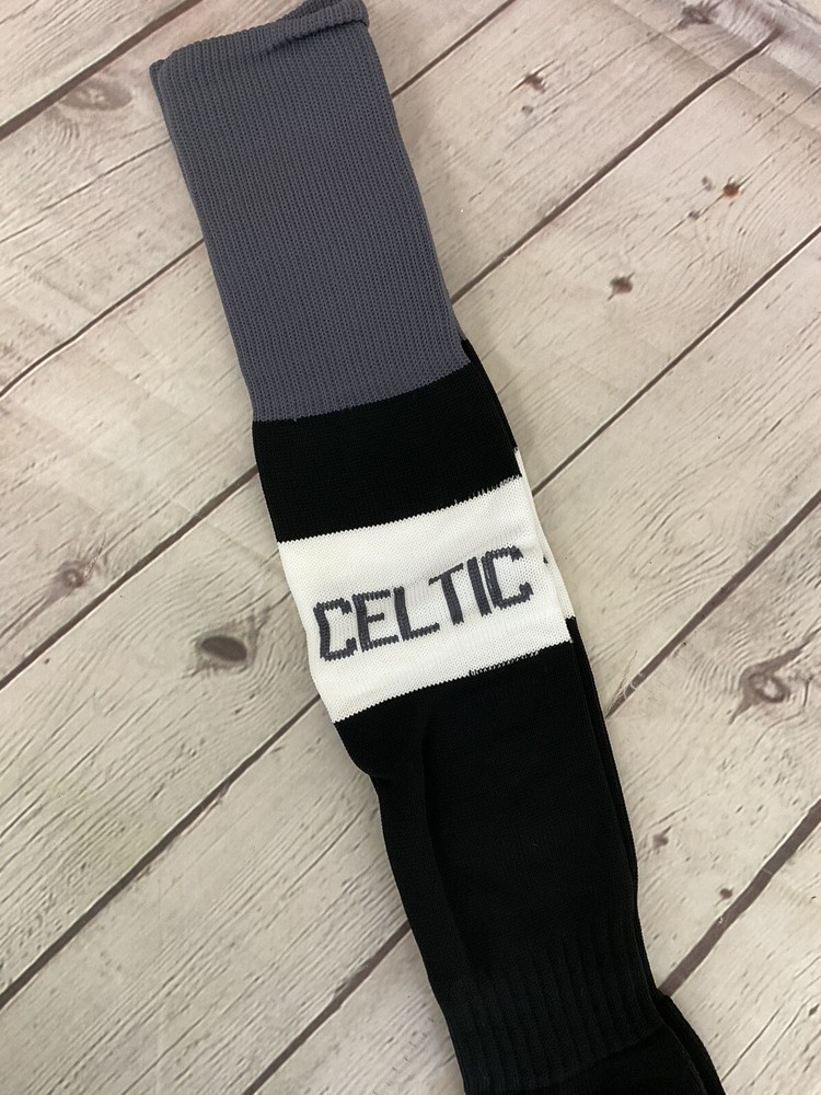 PearSox Unisex Custom Celtic Performance Intermediate Black White Gray Socks New