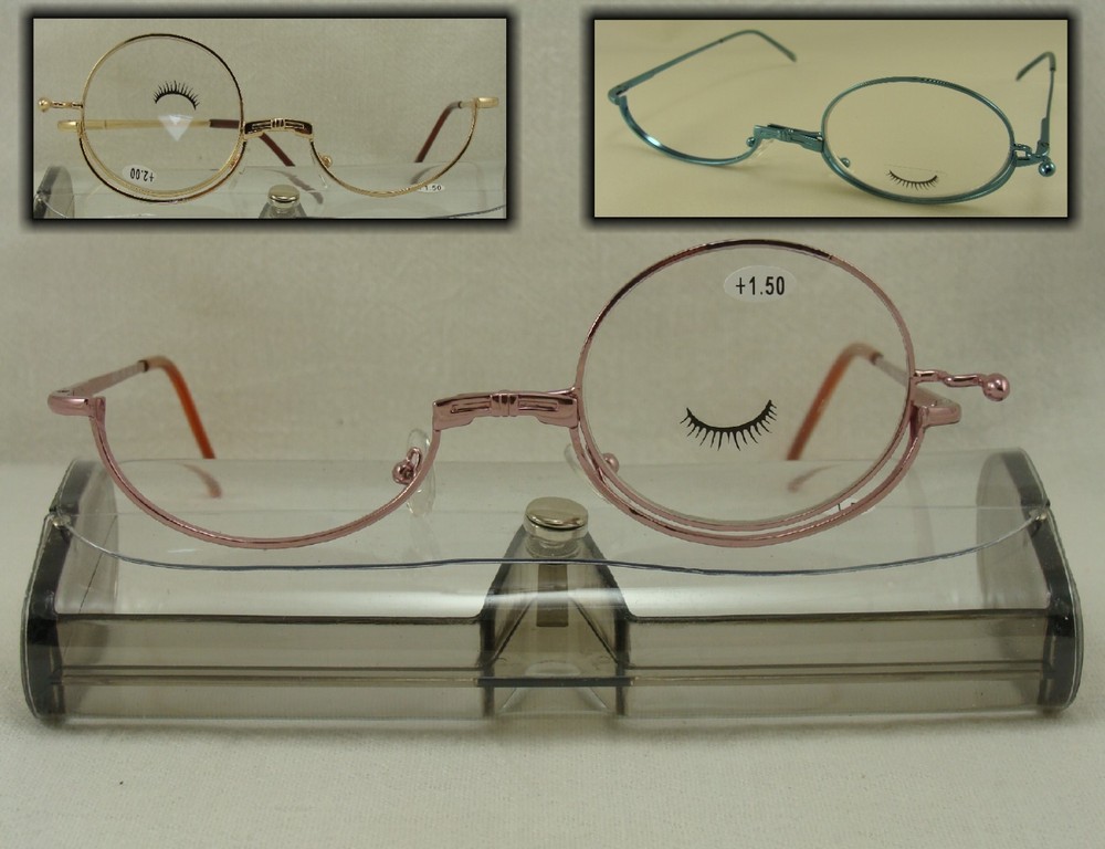 Eye Make-up Reading Glasses Magnifier Flips Either Side to Apply Make - Up .