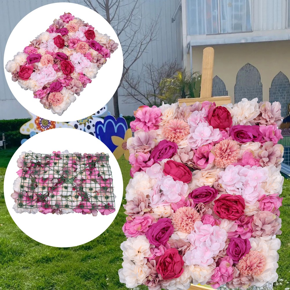 6PCS Artificial Silk Flower Wall Panel Floral Backdrop Party Wedding Decoration