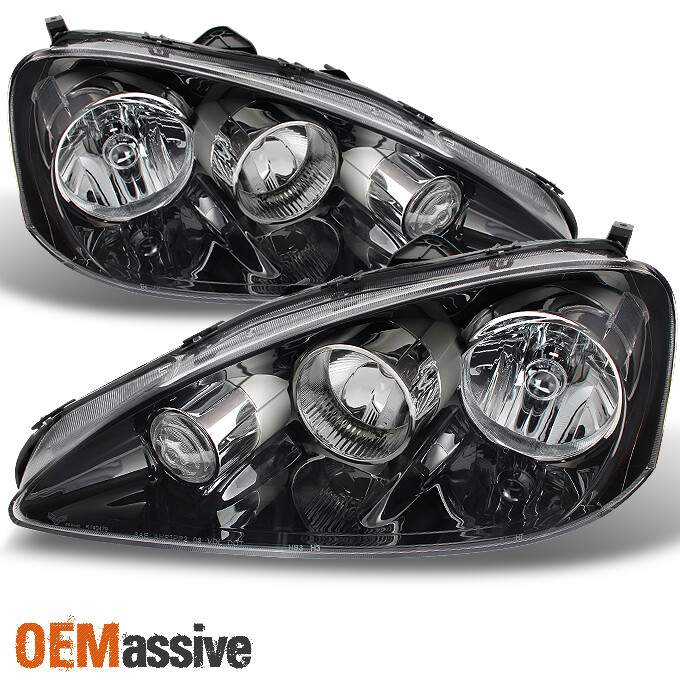 Fit 2005-2006 RSX Integra DC5 Black Clear Headlights Front Lamp Replacement Pair