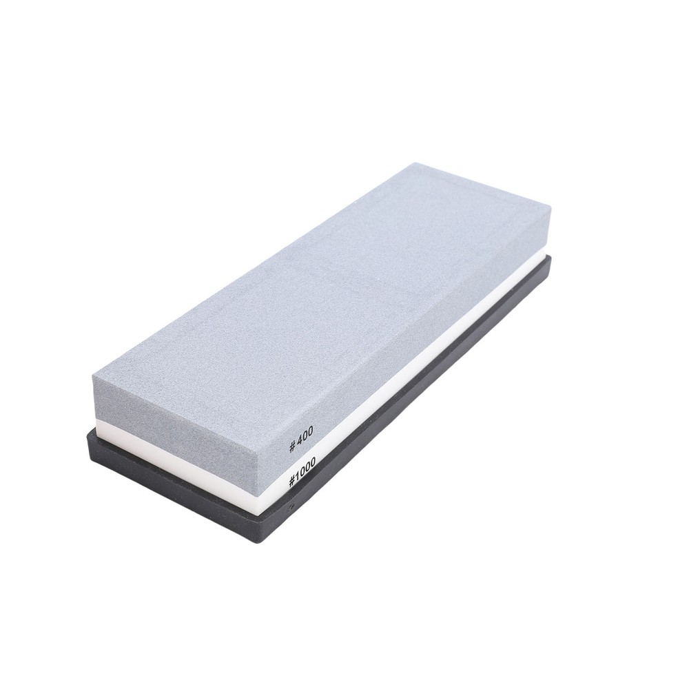 Dual Sided 400 1000 Sharpening Stone For Kitchen With Anti Slip Base Grey White