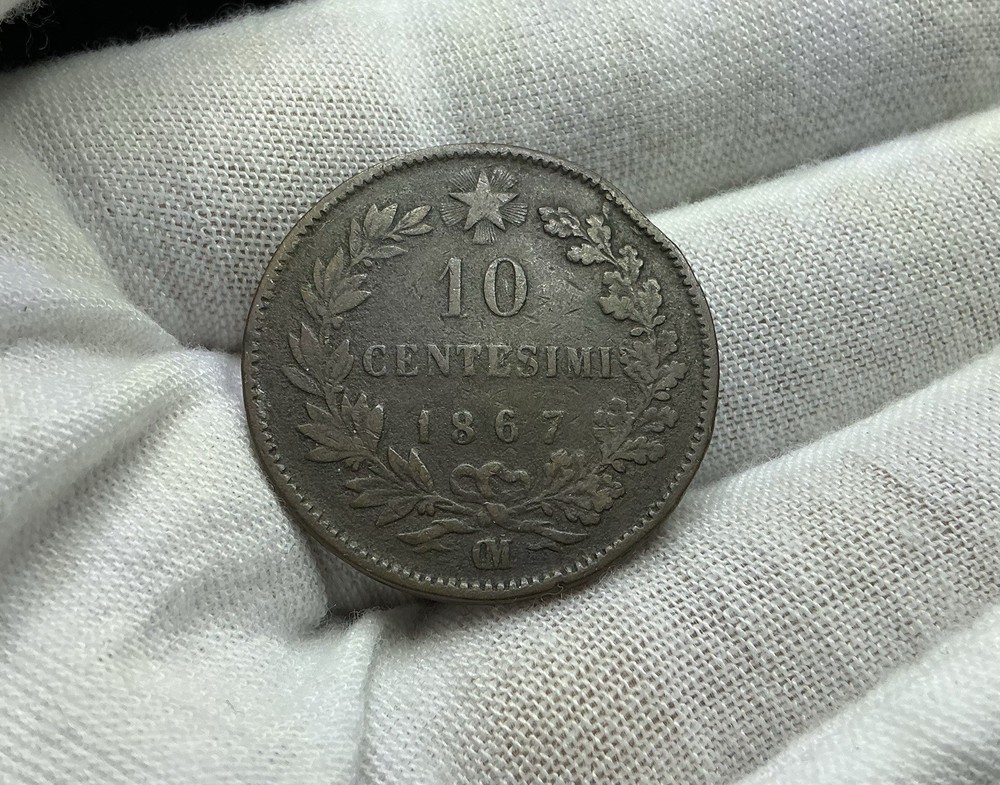 1867 OM Italy 10 Centesimi O497