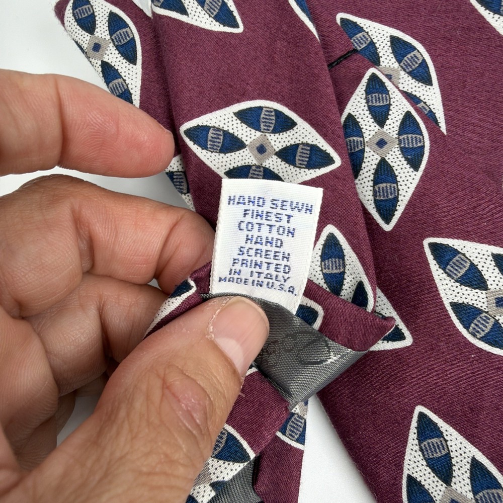 Robert Talbott Tie Maroon Navy Geometric 58”x3 3/4”