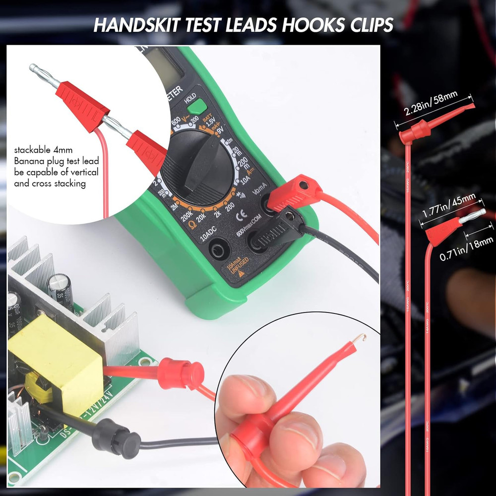 Electrical Multimeter Test Leads Set with Alligator Clips Test Hook Test Probes