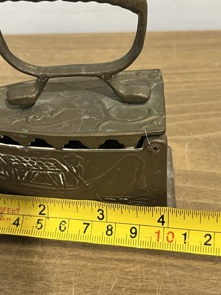 Vintage Embossed Brass Sad Iron