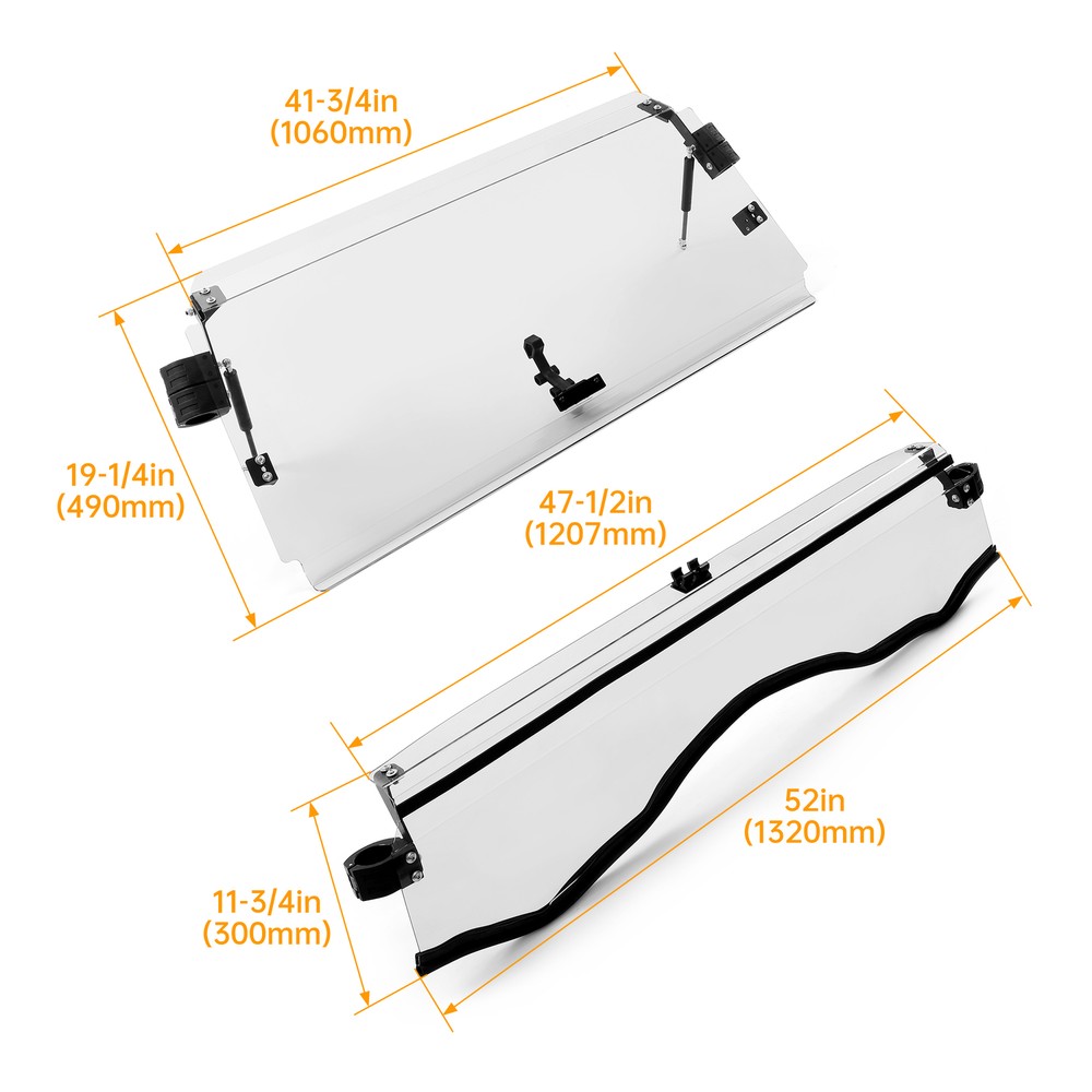 For Can-Am Scratch Resistant Full Flip Windshield 11-20 Commander 800/1000/Max