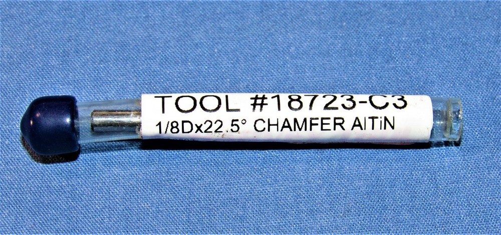 New Harvey Tool Solid Carbide 0.125" x 22.5°Per Side Chamfer Mill