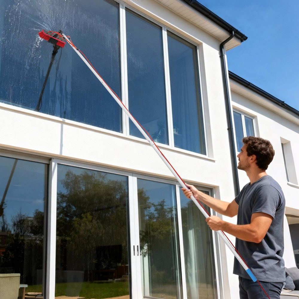 4m Solar Panel Cleaning Brush Outdoor Window Adjustable Pole Cleaning Kit