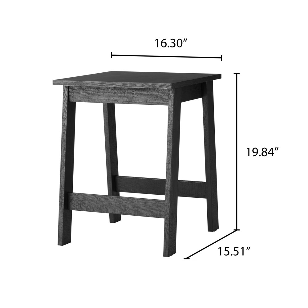 Small Square Wood Side Table, Black Finish