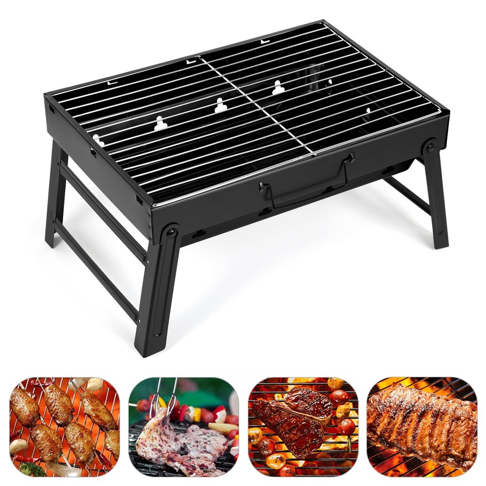 Barbecue Grill, Charcoal Grill Folding B-Black Medium, Medium