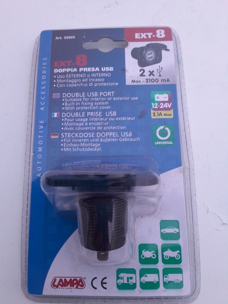 Double USB Socket Lampa Ext-8 Flush Mount 12/24V