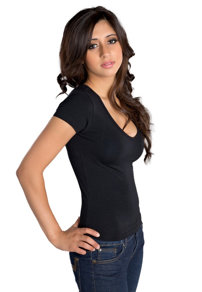 Hering Ladies Thin Lightweight Stretch Basic V-Neck T-shirt 02TQ
