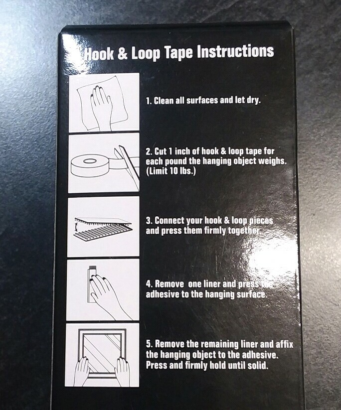 Hook & Loop Tape Adhesive Black 2" W x 4' L