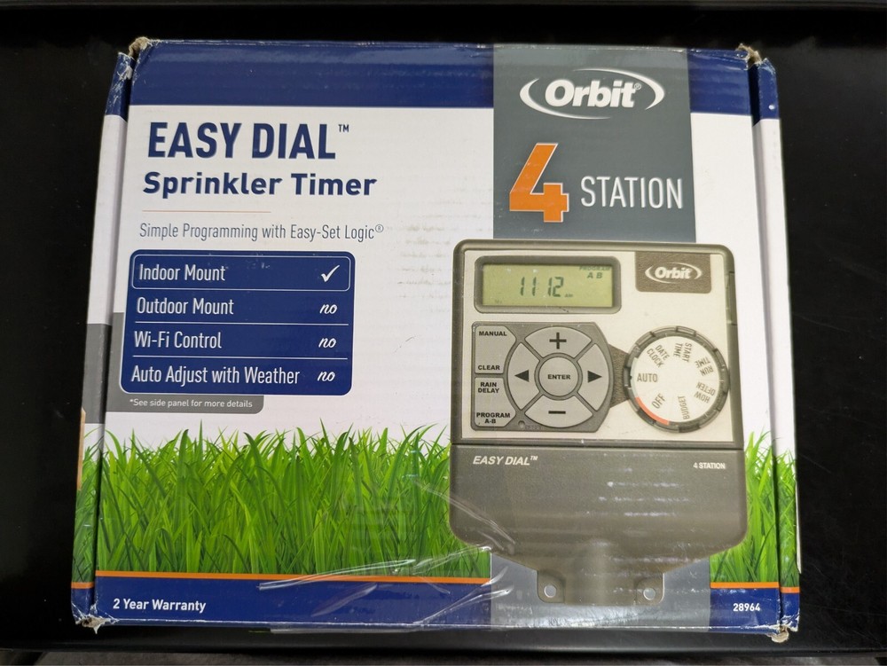 Orbit 28964 4 Station 2 Program Indoor Easy Dial Sprinkler Timer