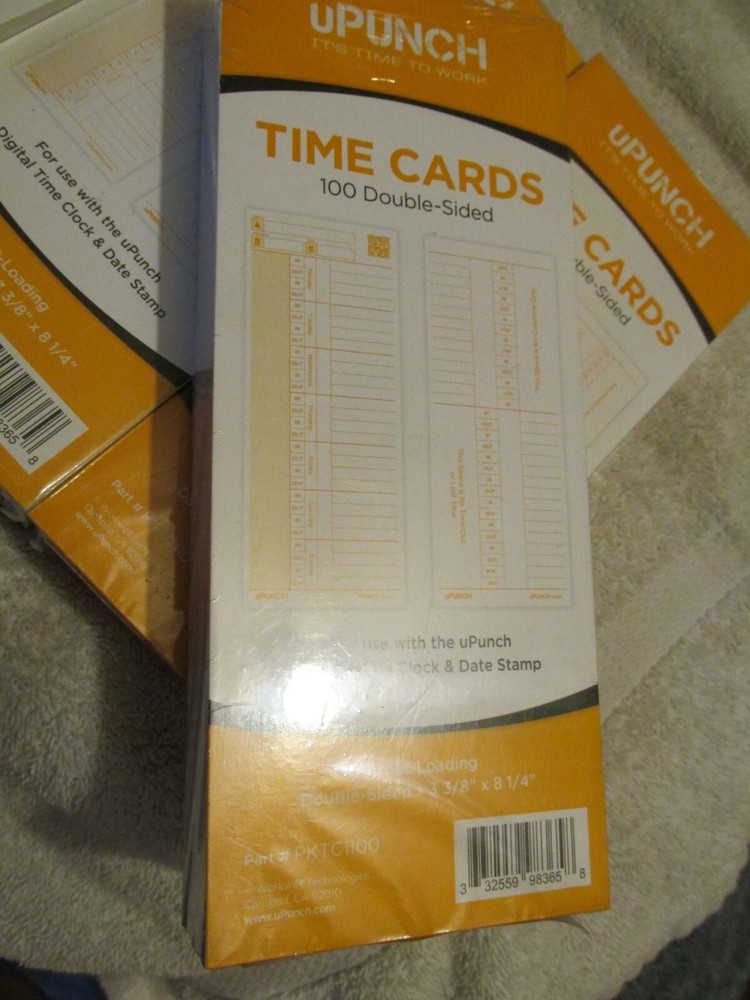 New SEALED 500 uPunch Certified Digital Time Clock Cards Front Loading 2 sided