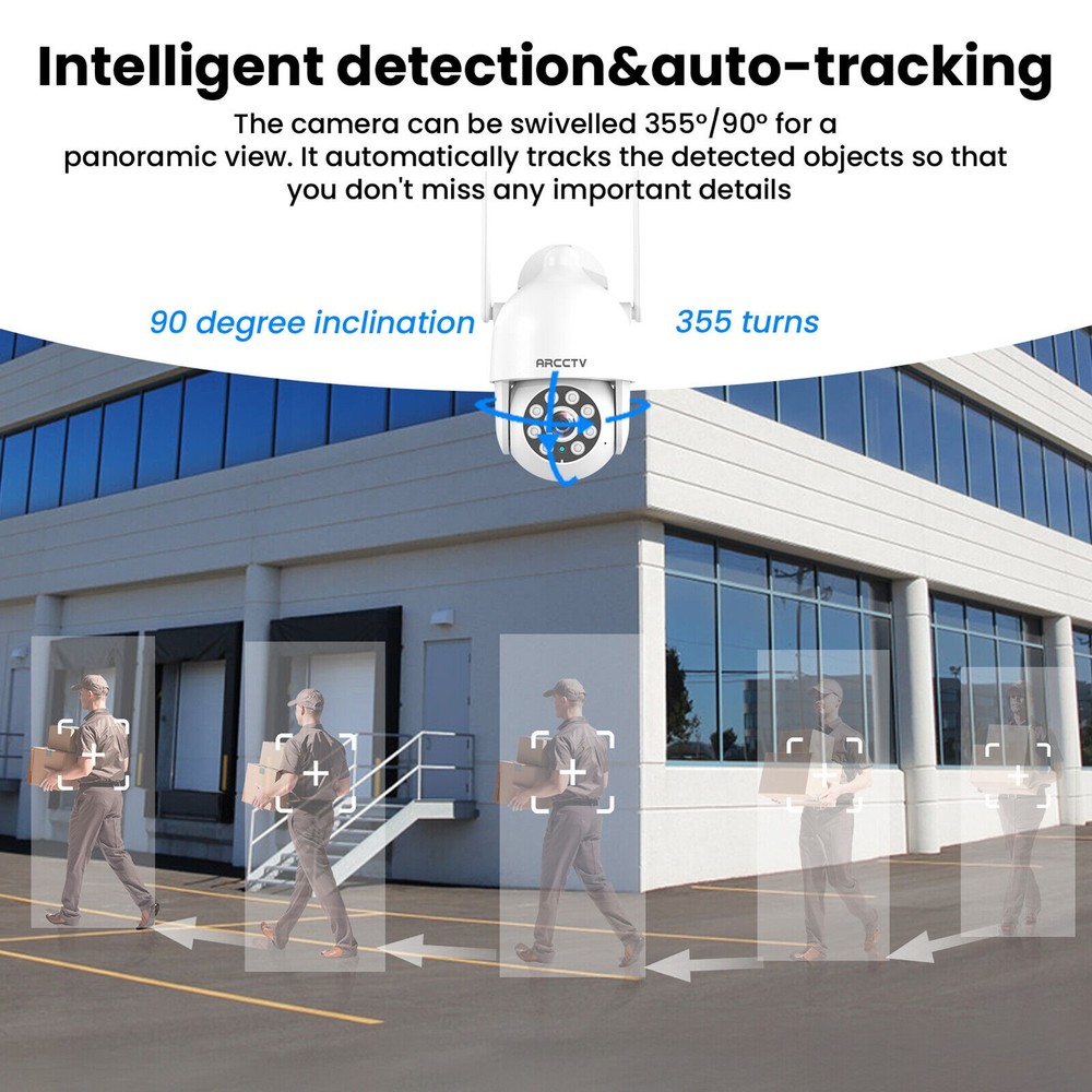 4Pack Wireless 5G WiFi Security Camera System Smart 3MP Outdoor PTZ Night Vision