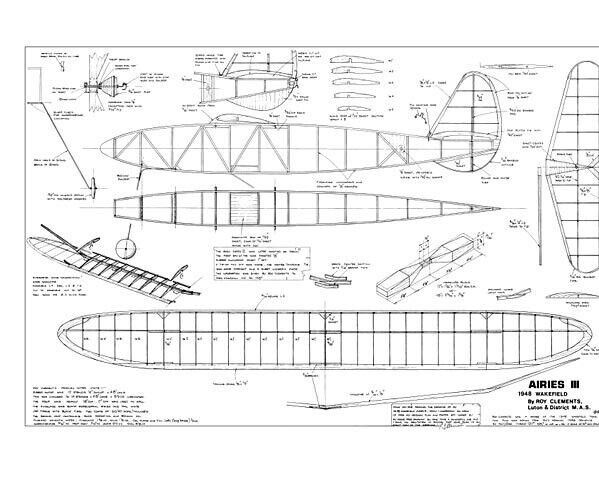 Aries III FF 46" WS RC Model Airplane Plans Templates PDF on USB